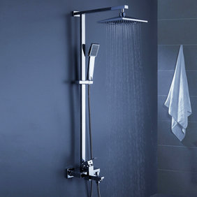 Contemporary 8 inch Shower Head + Hand Shower Tub Shower Tap - SC006 - Click Image to Close