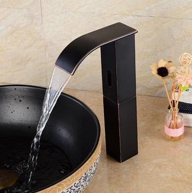 Automatic Taps Black Bronze Brass Hands-Free Bathroom Sensor Tap T0320B - Click Image to Close