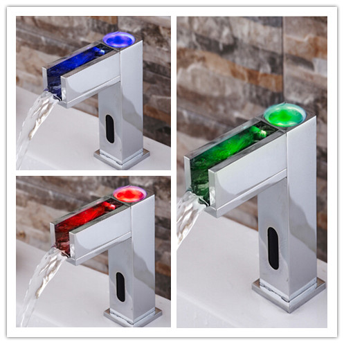 Automatic Brass LED Color Changing Bathroom Sink Tap T0380 - Click Image to Close