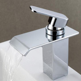 Contemporary Waterfall Bathroom Sink Tap Chrome Finish T0518
