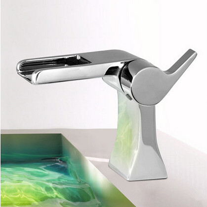 Waterfall Single Hole Single Handle Brass Bathroom Sink Tap T1028B