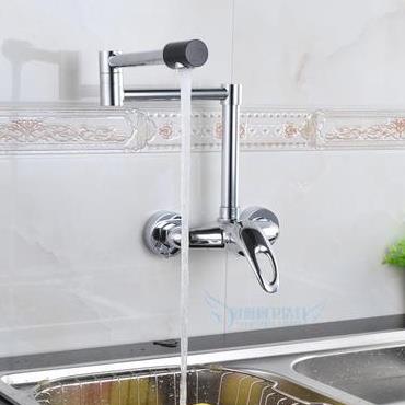 Chrome Single Handle Pull Out Centerset Wall Mounted Mixer Kitchen Tap T14629S - Click Image to Close