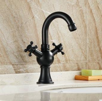 Antique Black Bronze Finish Two Handles Kitchen Tap And Bathroom Sink Tap T1808A - Click Image to Close