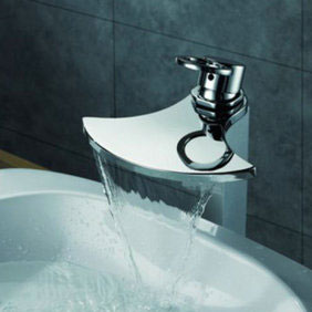 Chrome Finish Brass Waterfall Bathroom Sink Faucet T8010