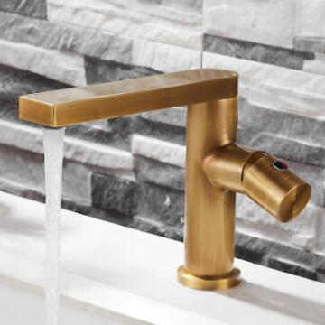 Antique Brass Designed Handle Rotatable Basin Tap Mixer Bathroom Sink Tap TA0178