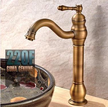 Antique Brass High Version Mixer Bathroom Sink Tap TA0199F - Click Image to Close