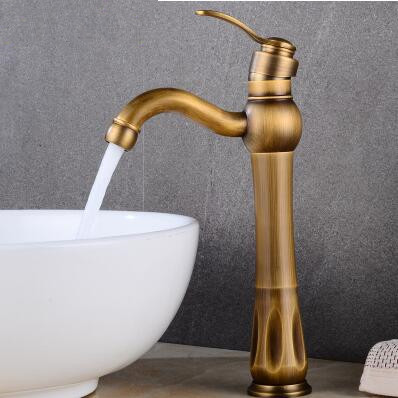 Antique Brass Mixer Water Rotatable High Version Bathroom Sink Tap TA0260H - Click Image to Close