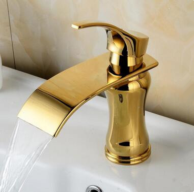 New Fashion Golden Printed Waterfall Mixer Bathroom Sink Tap TA0268G - Click Image to Close