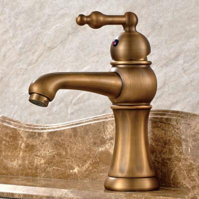 Antique Brass Single Handle Mixer Bathroom Sink Tap TA1099 - Click Image to Close