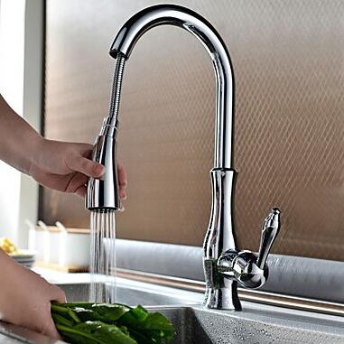 Contemporary Brass Chrome Kitchen Pull Out Mixer Sink Tap TA428C - Click Image to Close