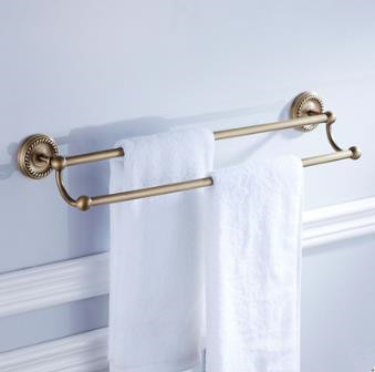 Antique Brass Finish Wall-mounted Double Towel Bar TAB2003 - Click Image to Close