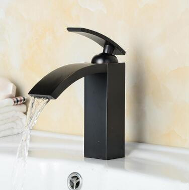 New Antique Black Bronze Brass Waterfall Bathroom Sink Tap TB0196 - Click Image to Close