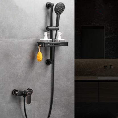Antique Shower Tap Black Bronze Brass Bathroom Waterfall Shower Set With Shelves TB0268
