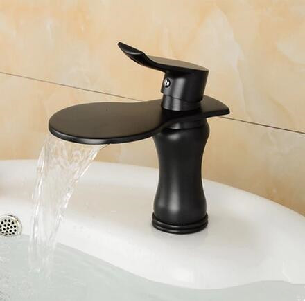 Antique Brass Black Bronze Bathroom Sink Tap Waterfall Taps TB0227 - Click Image to Close