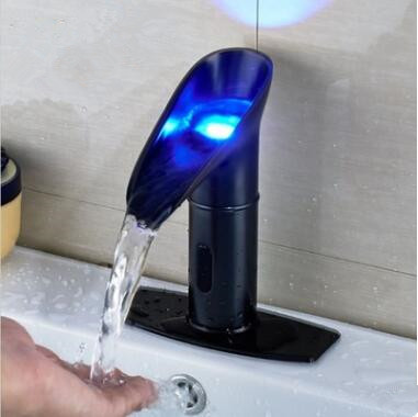 Antique Black Bronze Brass LED Waterfall Hands-Free Automatic Tap TB0330