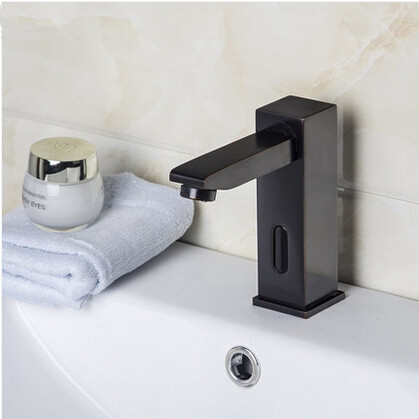 Antique Brass Black Bronze Antumatic Single Cold Free Hands Bathroom Sink Tap TB0833 - Click Image to Close
