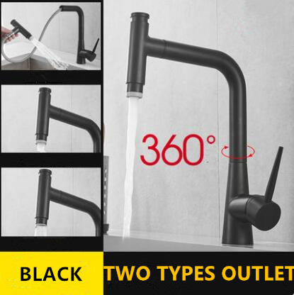 Brass Kitchen Pull Out Black Printed Rotatable Mixer Kitchen Sink Tap TB1709