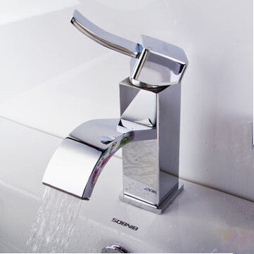 Brass Waterfall Mixed Single Handel Bathroom Sink Tap TC009E - Click Image to Close