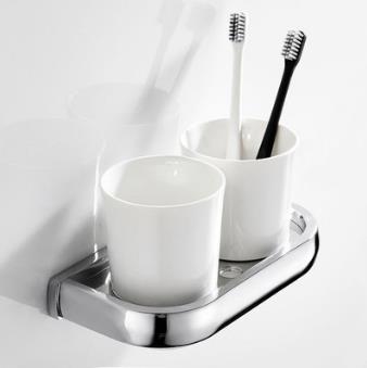 Brass Double Bathroom Tooth Brush Holder TCB7408 - Click Image to Close