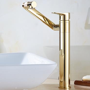 Antique Brass Golden Single Hole 360° Rotatable Mixer Sink Tap High Version TG0208H - Click Image to Close