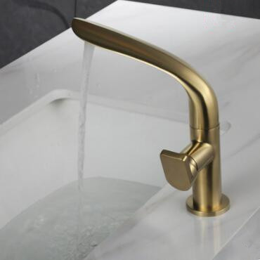 Antique Nickel Brushed Golden Brass Rotatable Basin Tap Mixer Bathroom Sink Tap TG258N