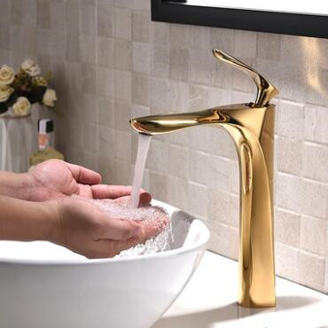Antique Brass Golden Printed Mixer Bathroom Sink Tap High Basin Tap TG3098H