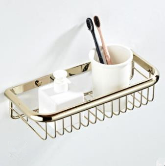 Antique Brass Ti-PVD Single Layer Wall-mounted Soap Basket TGB1011 - Click Image to Close