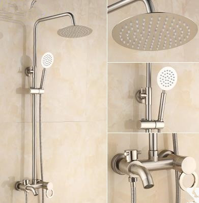 New Stainless Steel Nickel Brushed Rainfall Shower Tap Set TS508S - Click Image to Close