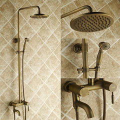 Antique Brass Tub Shower Tap with 8 inch Shower Head + Hand Shower TSA001 - Click Image to Close
