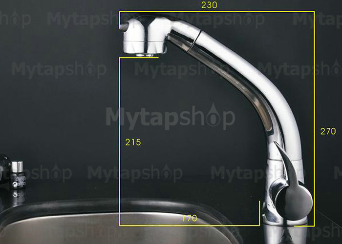 Chrome Single Handle Centerset Pull out kitchen tap T1724 - Click Image to Close