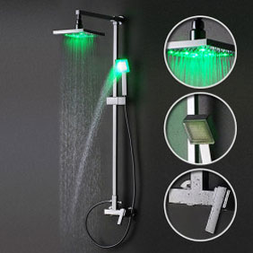 Contemporary Color Changing LED Shower Tap with 8 inch Shower Head Hand Shower - SF001 - Click Image to Close