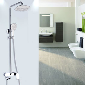 Contemporary Shower Tap with 8 inch Shower Head + Hand Shower - TSC010 - Click Image to Close