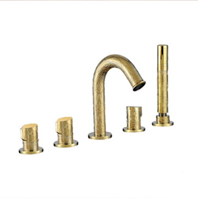 Antique Brass Luxury Widespread Tub Tap with Hand Shower T0437 - Click Image to Close