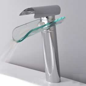 Single Handle Waterfall Glass Bathroom Sink Tap (T0814H) - Click Image to Close