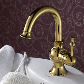 Ti-PVD Finish Solid Brass Bathroom Sink Tap T0430G - Click Image to Close