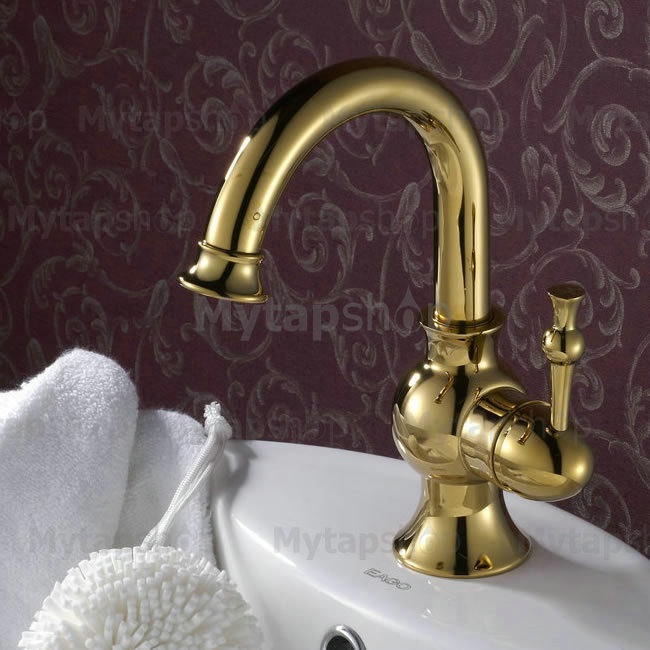 Ti-PVD Finish Solid Brass Bathroom Sink Tap T0430G - Click Image to Close