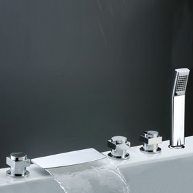 Waterfall Tub Tap with Hand Shower (Chrome Finish) T7016 - Click Image to Close