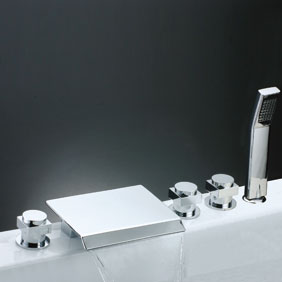 Waterfall Tub Tap with Hand Shower (Chrome Finish) T7017 - Click Image to Close