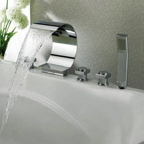 Contemporary Waterfall Tub Tap with Hand Shower T8022 - Click Image to Close