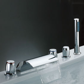 Waterfall Tub Tap with Hand Shower (Three Handles) T7013 - Click Image to Close