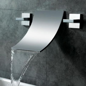 Waterfall Widespread Contemporary Bathroom Sink Tap (Chrome Finish) T6014A - Click Image to Close