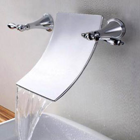 Waterfall Widespread Contemporary Bathtub Tap (Chrome Finish) T7006 - Click Image to Close