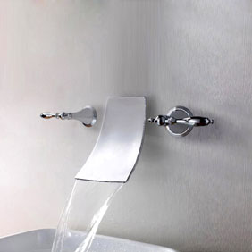 Waterfall Widespread Contemporary Bathtub Tap (Chrome Finish) T7009