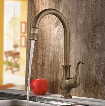 Antique Brass Finish One Hole One Handle Cold and Hot Water Rotatable Kitchen Tap TP8801A