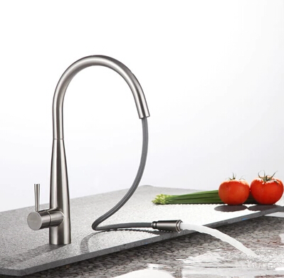 Contemporary Single Handle Brass Mixed Pull-out Kitchen Tap TN0823 - Click Image to Close