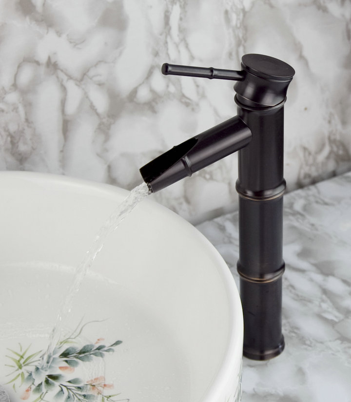 Traditional Style Bamboo Joint Oil-rubbed Bronze Finish Bathroom Sink Tap T0417OR - Click Image to Close
