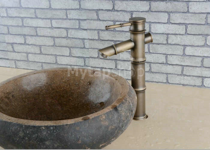 Antique Brass Bathroom Sink Tap - Bamboo Shape Design T0418HA