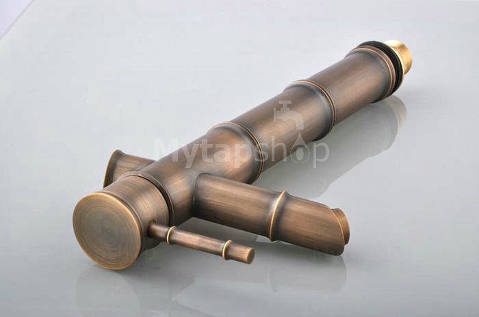 Antique Brass Bathroom Sink Tap - Bamboo Shape Design T0418HA - Click Image to Close