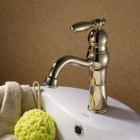 Classic Ti-PVD Finish Solid Brass Bathroom Sink Tap T0419G - Click Image to Close