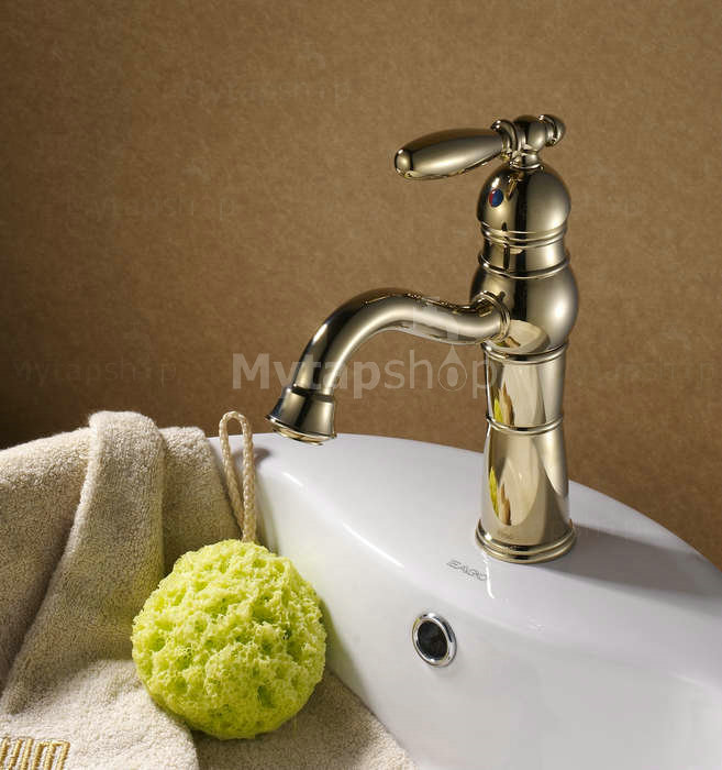 Classic Ti-PVD Finish Solid Brass Bathroom Sink Tap T0419G - Click Image to Close